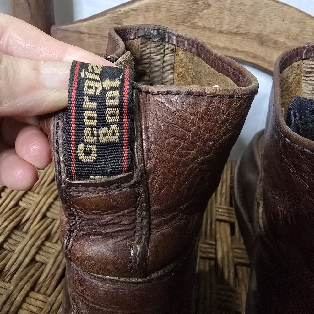 Brown Leather Georgia Wellington Kids‎ Boots Side Zip 13.5 - Picture 5 of 10